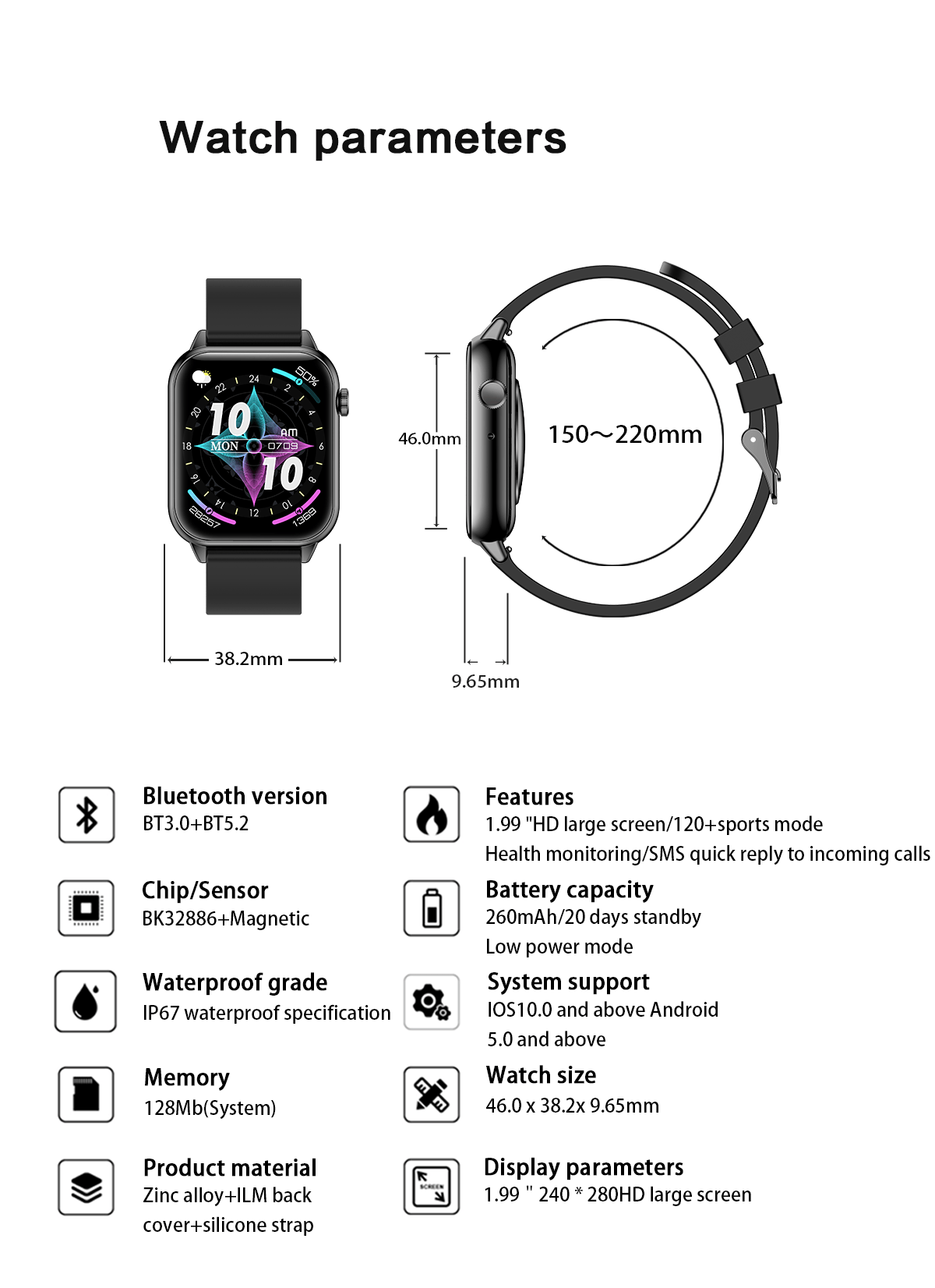 NBX T95 1.99"HD Large Screen Ultra-thin Metal Body Smart Watch--nbxstore--AMOLED-Android-apple smart watch-Smart Watch